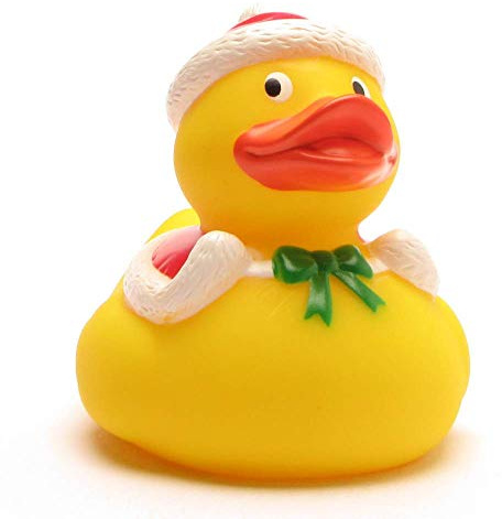 DUCKSHOP I Badeente Weihnachtsmann I Quietscheente - L: 7,5 cm I Quietscheentchen I Geschenk Weihnachten I Geschenk Nikolaus I Adventskalender