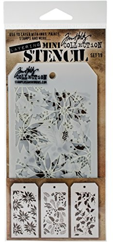 Stampers Anonymous MTS019 Tim Holtz Mini-Schablonen-Set, Mehrfarbig, 3 Stück, 21,5 x 9,2 x 0,1 cm