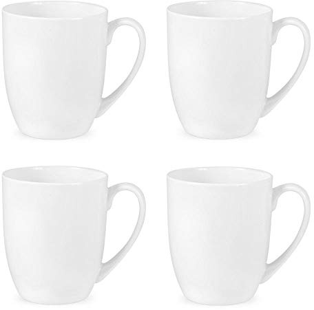 Royal Worcester x Serendipity Set of 4 Coffee Mugs - Bone China Whiet Mugs with Handle, White Cups for Hot Drinks, Practical and Stylish Addition to any Kitchen, 350ml