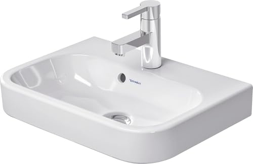 Duravit Lave-Mains pour Meubles Happy D.2, 50 cm, avec trop-Plein, avec Plage pour robinetterie, 1 Trou pour robinetterie, 0710500000, Couleur: Blanc
