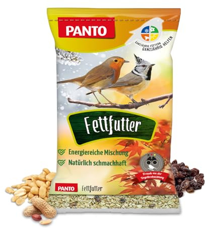 PANTO Fettfutter für Wildvögel 1 kg – energiereiches Vogel Fettfutter mit Erdnüssen, Getreide & Früchten, ganzjähriges Wildvogelfutter für Körner- und Weichfresser