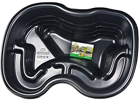 Heissner B110-00 Kunststoff-Sitzer, vorgeformter Teichbecken, 120 x 90 x 40 cm, Schwarz