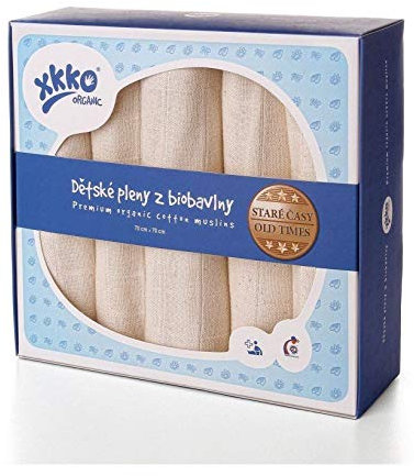 xkko Mullwindeln Muslin 70x70 cm Bio-Baumwolle 5er-Set natur