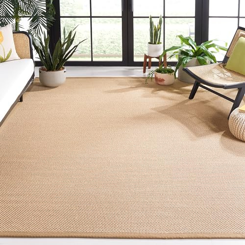 SAFAVIEH Area Rug 9x12 - Natural Fiber Collection - Large - Maize & Linen Color, Sisal, Woven Design with Border (NF141B)