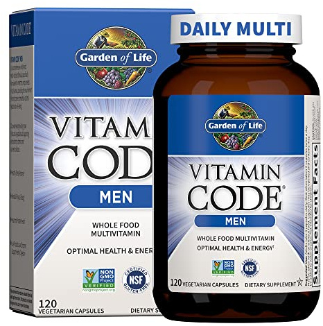 Garden of Life Vitamin Code Whole Food Multivitamin for Men - 120 Capsules, Vitamins for Men, Fruit & Veggie Blend and Probiotics for Energy, Heart, Prostate Health, Vegetarian Mens Multivitamins
