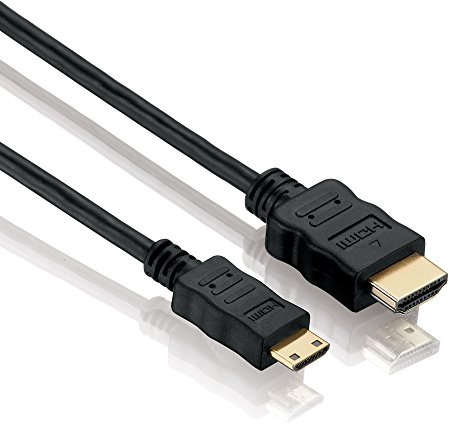 HDSupply x-hc050 xxxe Câble mini HDMI High Speed avec Ethernet, HDMI A mâle (19 broches) vers HDMI C Mâle blindé (19 broches), 2 voies, contacts plaqués 0,5 , or, noir
