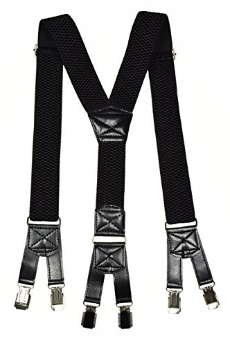 Olata Bretelle da Lavoro a Forma di Y con Design a 6 Clip, 4 cm. Nero