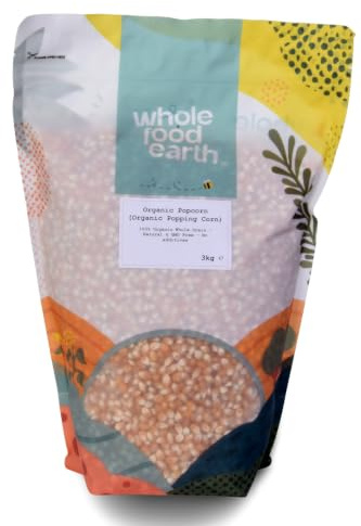 Wholefood Earth Organic Popping Corn – 3kg | GMO Free | Vegan | High Fibre | Certified Organic