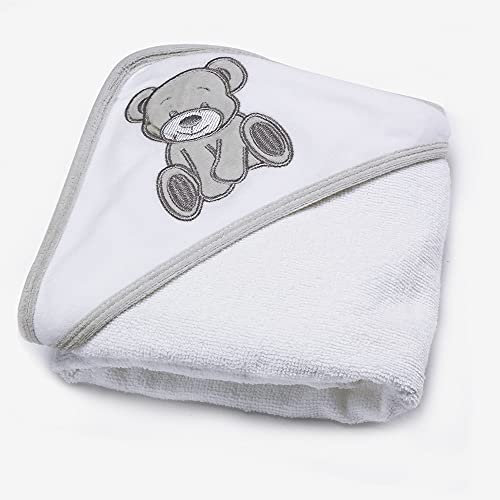 TROIS KILOS SEPT - Asciugamano da bagno per neonati con cappuccio + guanto di spugna abbinato - Morbido velluto - Asciugamano - Regalo misto per bambini e bambine - Motivo orsetto - Kinousses