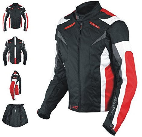 A-Pro Giacca Lady Donna Tessuto Cordura Moto Protezione Manica Staccabile Rosso XS