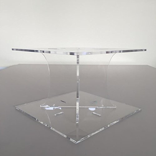 Classic Square Cake Stand - Clear - Base 18 Cm, Top 15 Cm