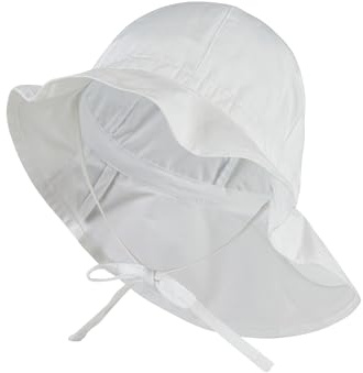 Sterntaler Sombrero unisex con cintas y protector de cuello, Edad: de 6-9 meses, Tamaño: 45, Blanco
