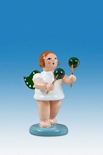 Rudolphs Schatzkiste Holzfigur Engel mit Maracas ohne Krone Höhe 6cm NEU Holzengel Instrument Seiffen Erzgebirge Figur Dekoration Holzfiguren Weihnachten Fensterschmuck Spielzeug Deko Weihnachtsfigur