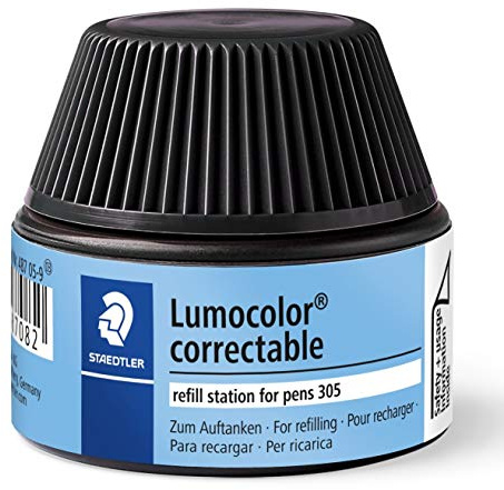 STAEDTLER 487 05 Lumocolor correctable Nachfüllstation für 305, 15-20x Nachfüllen, schwarz | Für correctable Marker 305 – sauberes Nachfüllen – Art.-Nr. 487 05-9