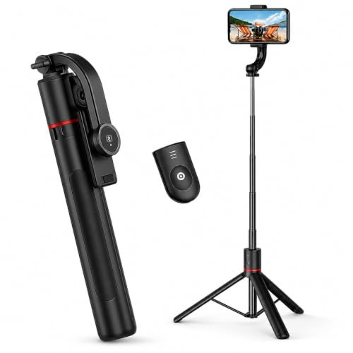 Selfie Stick Tripod with Detachable Bluetooth Remote - 170cm Extendable Phone Tripod Stand, 360° Rotation, Folds to 22cm - Lightweight Selfie Stick Stand for iPhone, Samsung, Android Smartphones