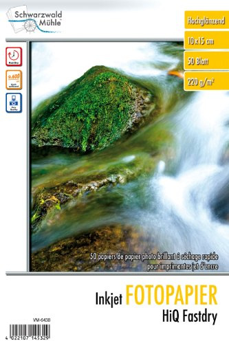 Schwarzwald Mühle Fotopapier 10 15: HiQ Fastdry Fotopapier glossy 220 g/m² 10x15 50Bl. (Photopapier 10x15, 10x15cm, Papier)