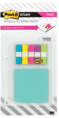 Post-it Study F st and Go insats f r spiralanteckningsb cker, inkluderar f sta och g fullst ndiga sj lvh ftande anteckningar och flaggor