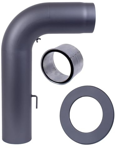 Ofenrohr Fullform Bogenrohrset Ø150mm grau dreiteilig mit Wandfutter und Rosette
