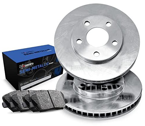 R1 Concepts Front Brake Kit For 2013-2019 Nissan Sentra| Blank Brake Rotors| Semi-Metallic Brake Pads and Rotors Kit
