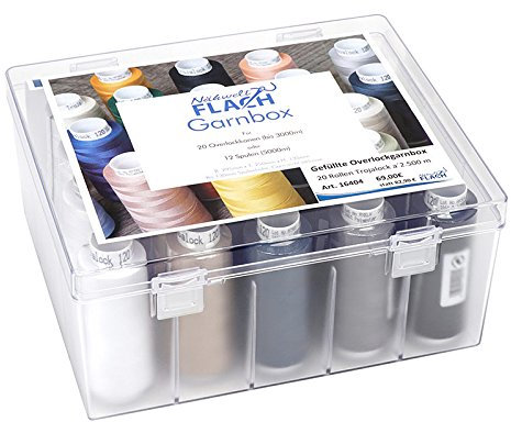 Garnbox für 20 Overlock-Konen - Ungefüllt - Robust - Übersichtlich | Nähgarn-Box, Nähgarnhalter zur Aufbewahrung von Nähzubehör | Ideale Aufbewahrungsbox zur Nähgarnaufbewahrung von Overlock-Konen