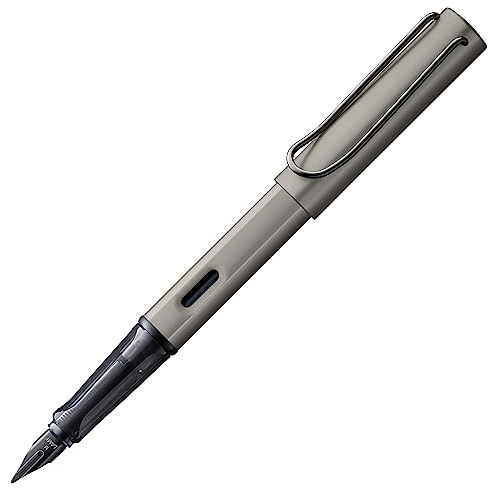 Lamy Lx Füller ruthenium – PVD-veredelte Feder & ergonomischer Griff – eloxiertes Aluminiumgehäuse – Strichbreite EF – inkl. Tintenpatrone T 10 blau & Metalletui – für Rechtshänder