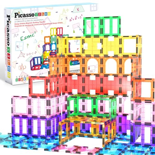 PicassoTiles PT42 Designer Artistry Kit 42pcs Set Magnet Building Tiles Clear Colour Magnetic 3D Building Block - Creativity Beyond Imagination! Educational, Inspirational, Conventional, Recreational