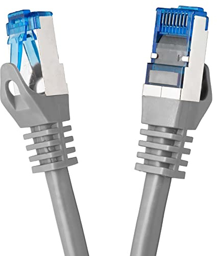 BIGtec 15m CAT.7 LAN Ethernet Kabel Netzwerkkabel Patchkabel Gigabit Patch DSL grau Kupferkabel doppelt geschirmt RJ45 Stecker Cat7 S/FTP PIMF kompatibel PS5 Netzwerk Switch DSL Router Modem