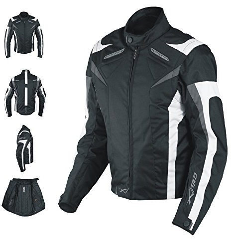 A-Pro Damenjacke CE Protektoren Thermofutter Lüftungsschlitze Motorrad Weiss M