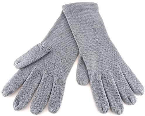 TigerTie feine Strickhandschuhe in grau hellgrau Uni - Damen Handschuhe Größe M