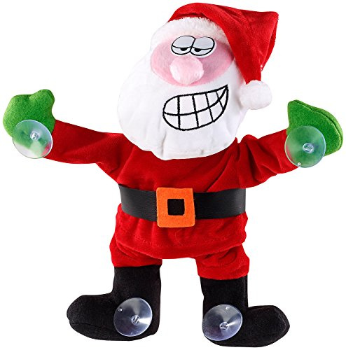 infactory Singende Weihnachtsdeko: Singender & Tanzender Weihnachtsmann mit Saugnäpfen & Geräusch-Sensor (Animierte Weihnachtsdeko, bewegte, Windschutzscheibe)