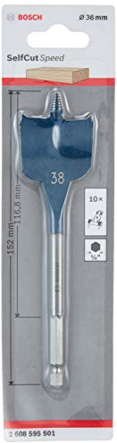 Bosch Professional 2608595501 Selfcut Speed Flat Drill Bit, Hex Shank, 38mm x 152mm, Blue