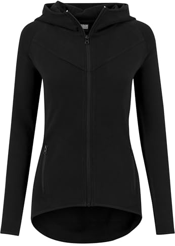 Urban Classics Damen Ladies Athletic Interlock Zip Hoody Kapuzenpullover, Schwarz (Black 7), L EU