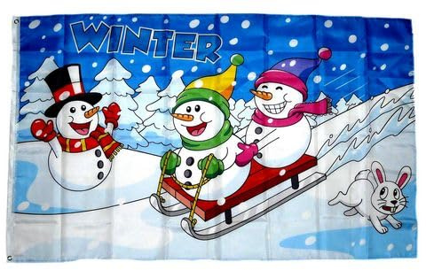 Fahne/Flagge Winter Schneemann Schlitten 90 x 150 cm
