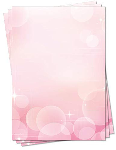 LYSCO Motiv Briefpapier (MPA-5133, DIN A4, 25 Blatt) Rosa Magenta farbigen Kugeln Seifenblasen Bubbles Muster Motivpapier Sterne