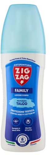 ZIG-ZAG lozione antizanzare corpo, Repellente zanzare zecche tafani, Talc sent, 100 ml