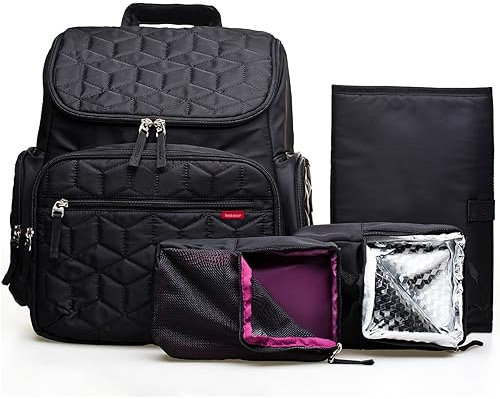 Bebamour Changing Bag with Baby Changing Mat, Mesh Bag, Insulated Bag, Large Baby Changing Bags, Black