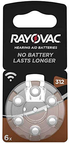 Pile Varta 312 Rayovac Zinco/Luft 1,4V 160mAh per apparecchi acustici, confezione da 6