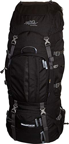 Tashev Outdoorors Mount trekkingryggsäck vandringsryggsäck kvinnor män ryggsäck stor 100 l plus 20 l med regnskydd svart (tillverkad i EU)