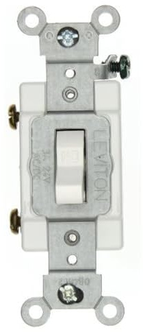 Leviton 3-Amp, 24 Volt AC/DC, Toggle Single-Pole, Industrial Grade, Self-Grounding, 12021-2W, White