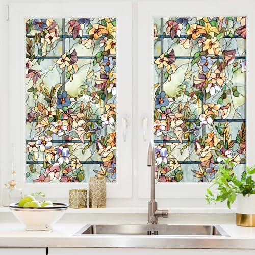 Artscape Trellis | Privacy Window Film with Stained Glass Pattern | Non-Adhesive & UV Protection | Easy to Apply & Removable | 61 x 91 cm