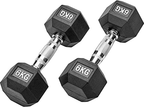 Bad Company Gummierte Hexagon Studio Hanteln schwarz I Kurzhanteln gummiert für Aerobic, Gymnastik und Fitness