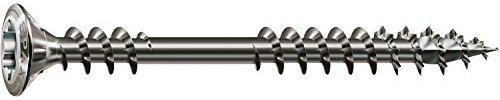 SPAX 25470004505022 Lot de 200 vis de façade en acier inoxydable A2, 4,5 x 50 mm, T-STAR Plus, tête fraisée bombée réduite, filetage de fixation, 4CUT