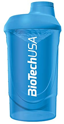 BioTechUSA Wave Shaker | Botella Mezcladora | 100% a Prueba de Fugas | Mezcla Mejorada | Duradera y Segura | Fácil de Usar y Limpiar, 600 ml, Azul