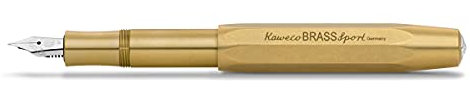 Kaweco BRASS SPORT Füllhalter I Premium Messing Füllfederhalter für Tintenpatronen mit hochwertiger Stahlfeder I Luxus Füller 13 cm I Federbreite: B (Breit)