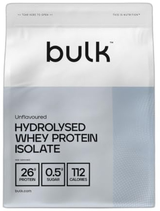 Bulk Proteine isolate del siero del latte, Non aromatizzato, 2.5kg | idrolizzato, Frullato proteico, 83 porzioni