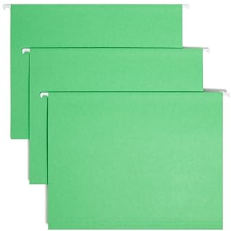 Smead Standard Hanging File Folders, 25 Count, Green, 1/5-Cut Adjustable Tabs, Letter Size (64061)