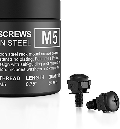 AC Infinity M5 Rack-Schrauben, Nylon-Unterlegscheiben und Käfigmuttern aus Karbonstahl, 50-teiliges Set für Server-Racks, Gehäuse und Schränke