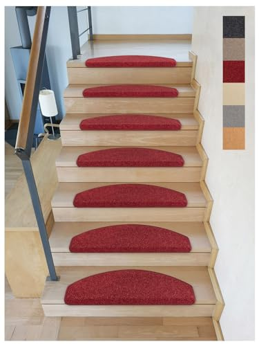 Kettelservice-Metzker Stufenmatten aus Vorwerk Toscana Teppichmaterial - Treppenteppich Halbrund SparSet Bordeaux 15 Stück