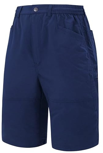 A.WAVE Utomhus sport last kort elastisk midja snabbtorkande avslappnad passform stor och hög simning, vandring, hög prestanda, Marinblått Xsp, 3XL