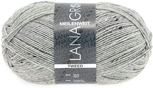 LANA GROSSA Meilenweit 100 | Sockenklassiker, uni und bedruckt, waschmaschienenfest | Handstrickgarn aus 80% Schurwolle & 20% Polyamid | 100g Wolle zum Stricken & Häkeln | 420m Garn FB110